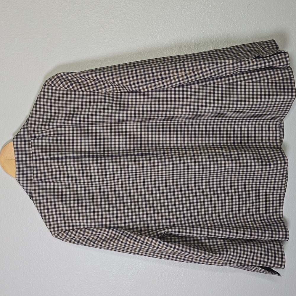 J. Crew Women's Boyfriend Navy & Beige Gingham Blazer Italian Stretch Wool 12. - Picture 6 of 8